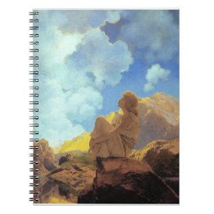 Caderno Espiral Maxfield Parrish Manhã 1922 Nuvem Azul Arte Fina