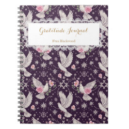 Caderno Espiral Maximalista Romântico Personalizado Pombo e Rosa