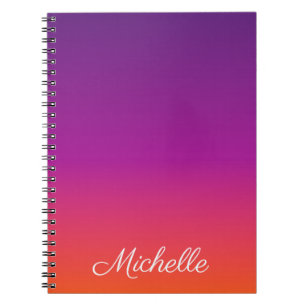 Caderno Espiral Mbre de gradiente roxo, rosa e laranja