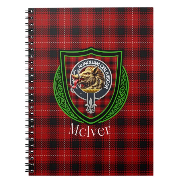 Caderno Espiral McIver Scottish Clan Tartan & Crest (Frente)