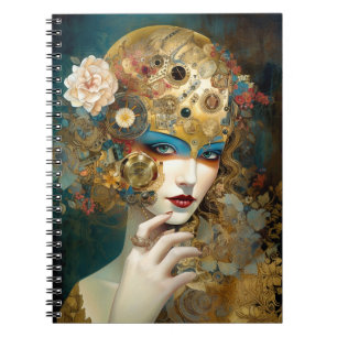 Caderno Espiral Mechanical Lady Robotic Fantasy Sci-Fi