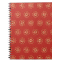 Caderno Espiral Medaillons de Flor de Zinnia Dourada Vermelha