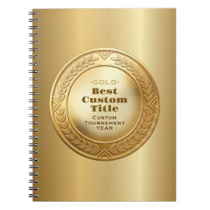 Caderno Espiral Medal Personalizado 3D Realista Folha Dourada Edit