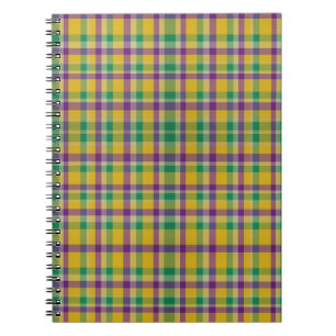 Caderno Espiral Medalha colorida Mardi Gras Gingham