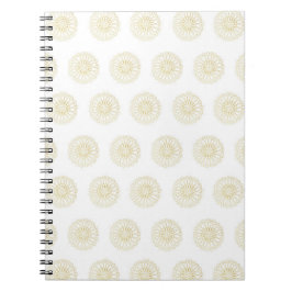 Caderno Espiral Medalhão de Flor de Zínia Dourada Branca