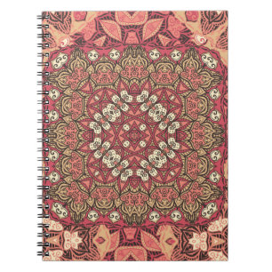 Caderno Espiral medalhão indiano, ornamento étnico boho