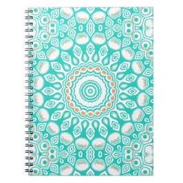 Caderno Espiral Medalhão Turquesa Azul Oceano