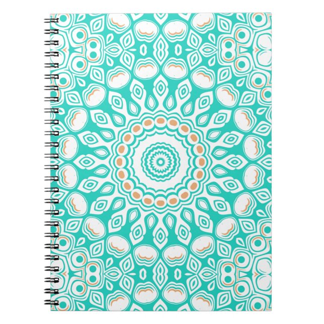 Caderno Espiral Medalhão Turquesa Azul Oceano (Frente)