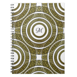 Caderno Espiral Medidor-Chave Grego em Simetria Geométrica Artdeco