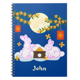 Caderno Espiral Médio Festival de outono Coelho da Lua Bolo Osmant