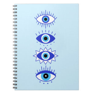 Caderno Espiral Meditação de Energia de Olhos Mau Azuis Hamsa Míst