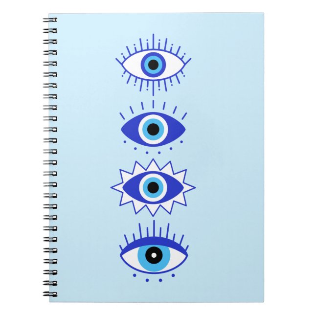 Caderno Espiral Meditação de Energia de Olhos Mau Azuis Hamsa Míst (Frente)