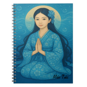 Caderno Espiral Meditação de Ioga de Zen Personalizada Azul