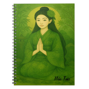 Caderno Espiral Meditação de Ioga de Zen Personalizada Verde