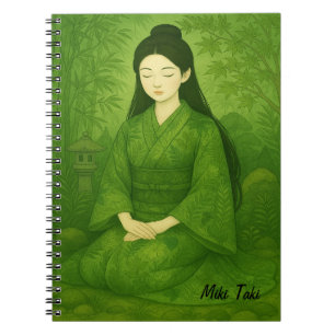 Caderno Espiral Meditação de Ioga de Zen Personalizada Verde