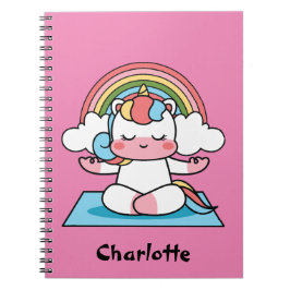 Caderno Espiral Meditação de Unicórnio Personalizada 