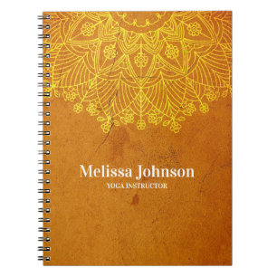 Caderno Espiral Meditação de Yoga de Mandala Laranja Personaliza