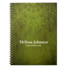 Caderno Espiral Meditação de Yoga de Mandala Verde Escuro