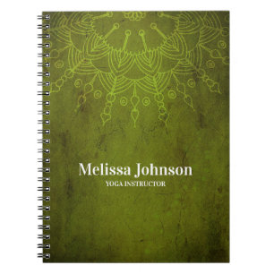Caderno Espiral Meditação de Yoga de Mandala Verde Escuro
