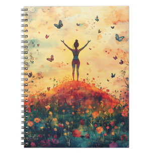 Caderno Espiral Meditação do Prado do Pôr do Sol c