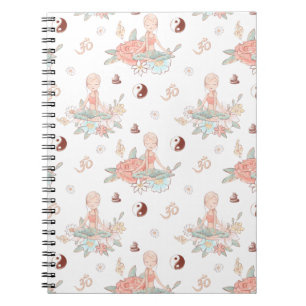 Caderno Espiral Meditação em Yoga de Zen Cute Lotus Namaste Pastel