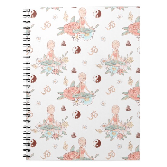 Caderno Espiral Meditação em Yoga de Zen Cute Lotus Namaste Pastel (Frente)