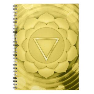 Caderno Espiral Meditação Espiritual Dourada Elegante Chakra Zen