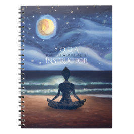 Caderno Espiral Meditação pacífica de ioga em lua, Sky Ocean Beach
