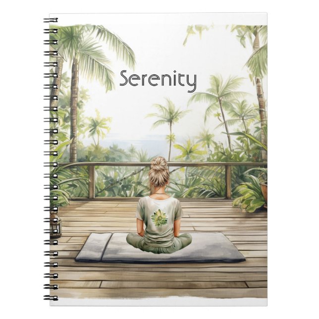 Caderno Espiral Meditação Pose de Yoga Serenidade  (Frente)
