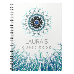 Caderno Espiral Meditação Teal Mandala Yoga Damasco Holístico