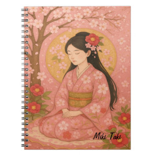 Caderno Espiral Meditação Zen Yoga Personalizada Cor-de-rosa
