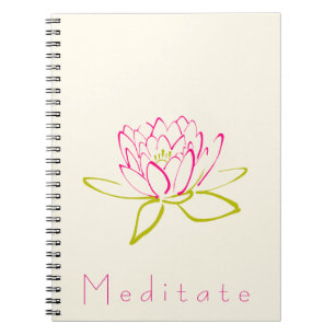 Caderno Espiral Meditate a flor de Lotus/lírio de água Illustrat