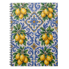 Caderno Espiral Mediterranean Lemon Azulejo Tile