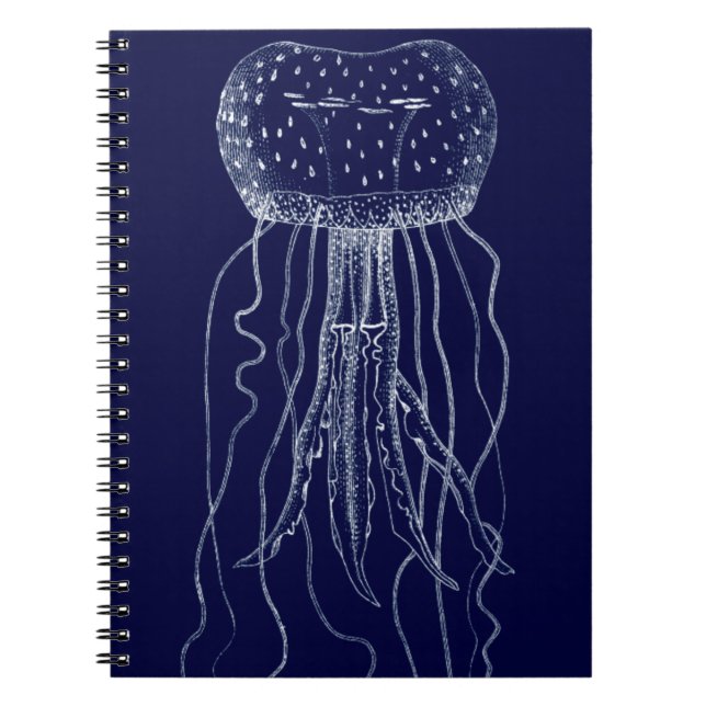Caderno Espiral medusa branca e azul (Frente)