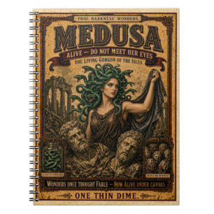 Caderno Espiral Medusa, Monstro de Circo Vintage