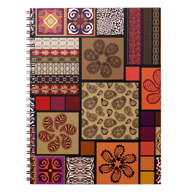 Caderno Espiral Mega conjunto criativo de padrões sem costura insp (Frente)