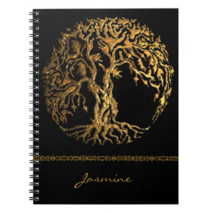 Caderno Espiral Mehndi Tree of Life (Dourada)