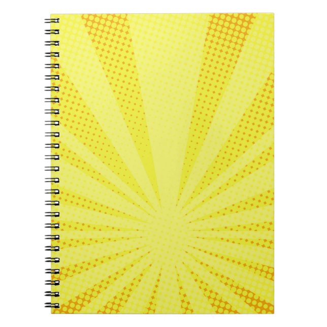 Caderno Espiral meio gradiente do raster de fundo amarelo retro (Frente)