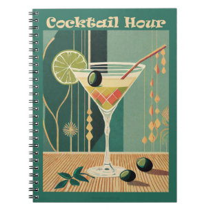 Caderno Espiral Meio século de Hora Moderna do Cocktail Martini