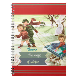 Caderno Espiral Meio século Ilustração Moderna Inverno