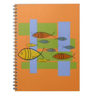 Caderno Espiral Meio século Moderno Peixe Retroativo Nadando Lara