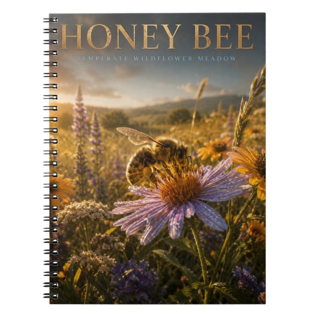 Caderno Espiral Mel Bee Prado de Flores Silvestres ANIMAIS (Frente)