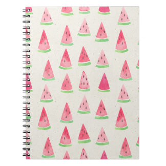 Caderno Espiral Melancia branca: padrão de aquarelas sem costura.