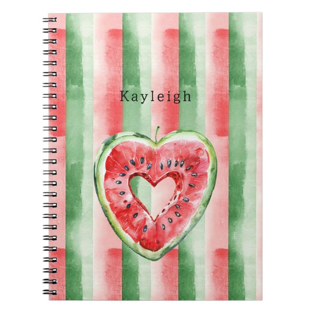 Caderno Espiral Melancia Coração Vermelho Verde (Frente)