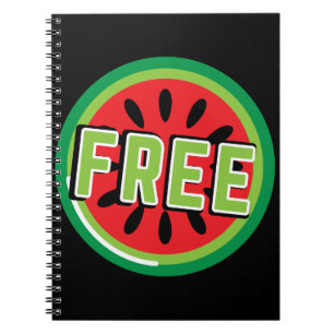 Caderno Espiral Melancia da Palestina Livre - Liberdade para a Pal