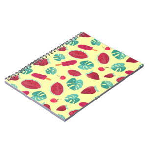 Caderno Espiral Melancia e sorvete a amarelo