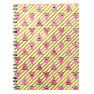 Caderno Espiral Melancia rosa e padrão de verão de distribuição am
