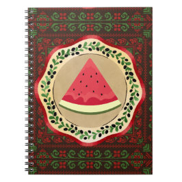 Caderno Espiral melancia sobre a placa de azeite com tatreez pales