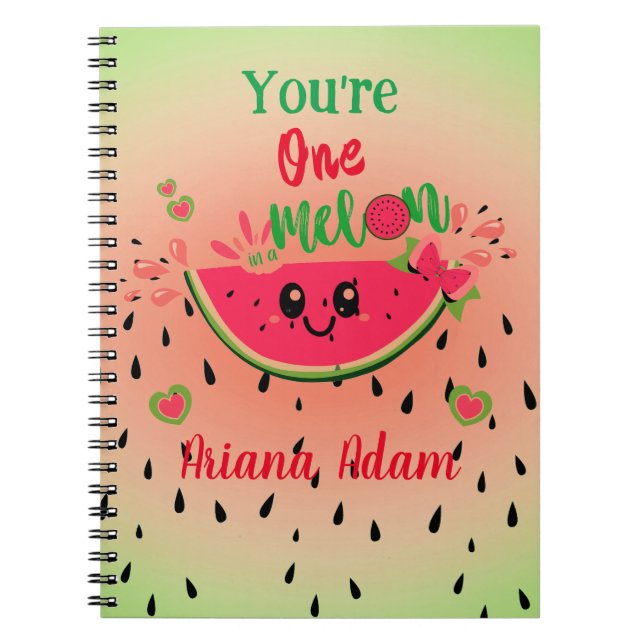 Caderno Espiral Melancia Um Em Uma Melancia Menina Aniversário Nom (Frente)