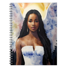 Caderno Espiral Melanin Angel Woman Watercolor Art